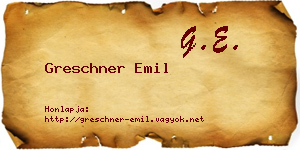 Greschner Emil névjegykártya